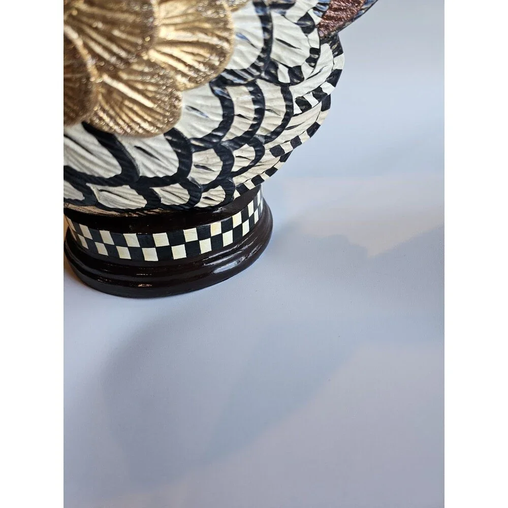 MacKenzie Childs Large Resin Turkey Gold Bronze Metallic Glitter 13